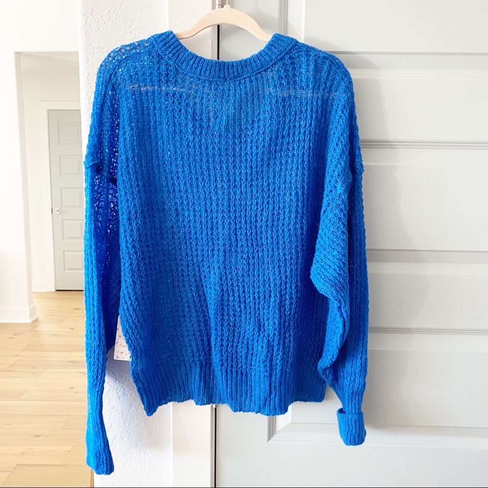 NWT Free People Lulu Open Knit V Neck Sweater - Picture 4 of 5